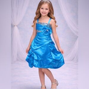 Girls blue pageant formal party dress NWT